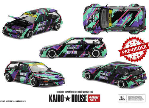 Load image into Gallery viewer, (Pre-order) Mini GT x Kaido House #303 Honda Civic (EF) Kaido Works HKS 1987
