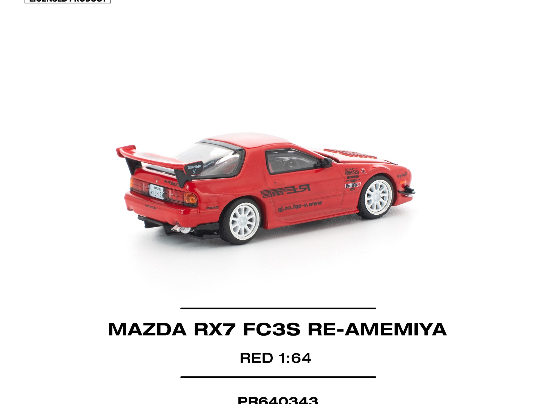 (Pre-order) POPRACE 1/64 MAZDA RX7 FC3S RE-AMEMIYA RED Diecast Model Car