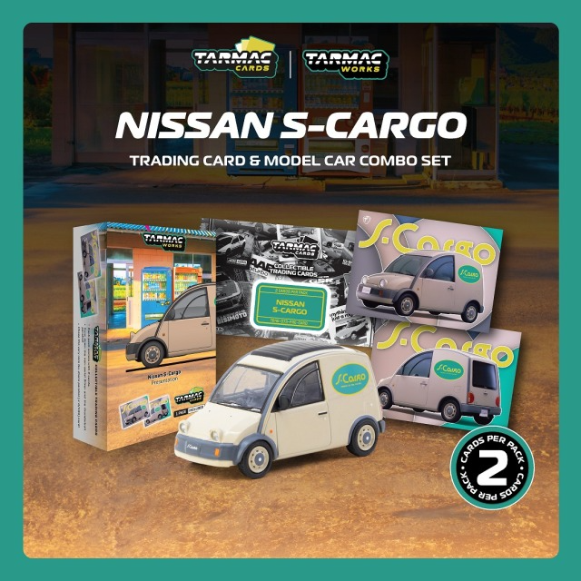 Tarmac Works Nissan S-Cargo Presentation Model Car+Trading Cards SET