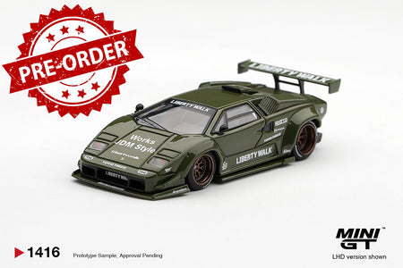 (Pre-order) Mini GT #1416 Lamborghini Countach LB-WORKS Army Green Diecast Model