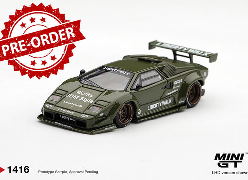 Load image into Gallery viewer, (Pre-order) Mini GT #1416 Lamborghini Countach LB-WORKS Army Green Diecast Model
