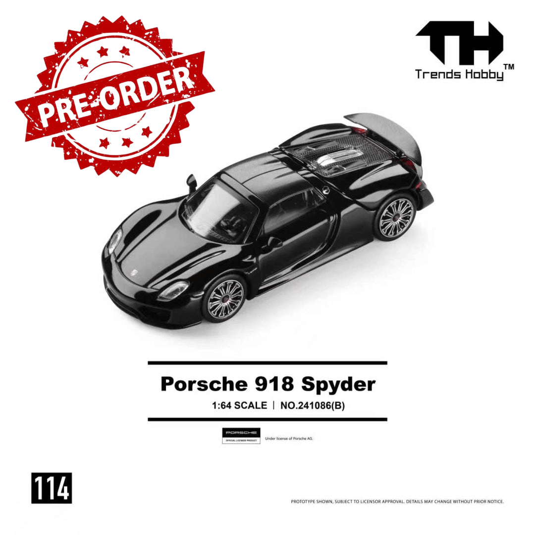 (Pre-order) Trends Hobby 1/64  Diecast Porsche 918 Spyder - Black