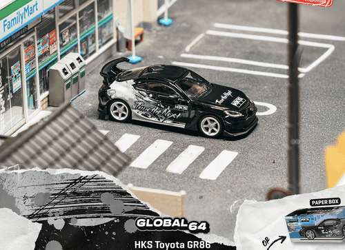 Load image into Gallery viewer, (Pre-order) Tarmac Works 1/64 HKS Toyota GR86 Black Global64 Diecast Model Car
