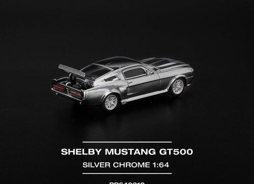 Load image into Gallery viewer, (Pre-order) POPRACE 1/64 SHELBY MUSTANG GT500 - SILVER CHROME Model Car
