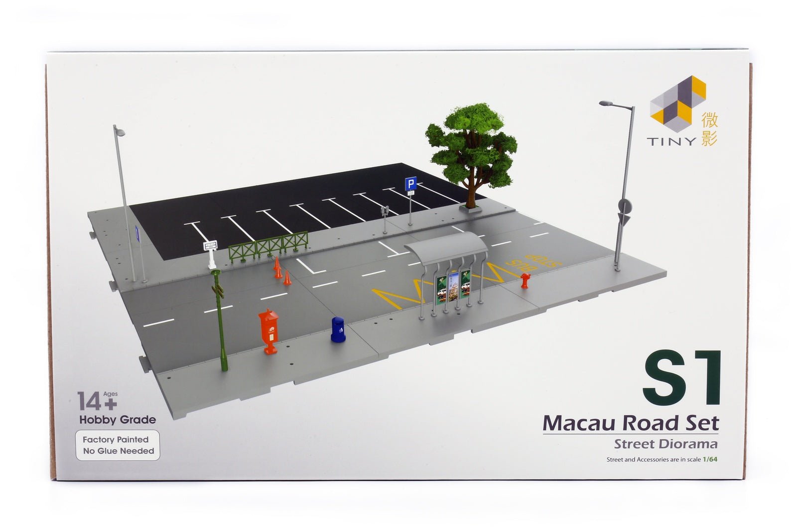 TINY City scale 1:64 Street Diorama Painted Model - S1 Macau Road Set