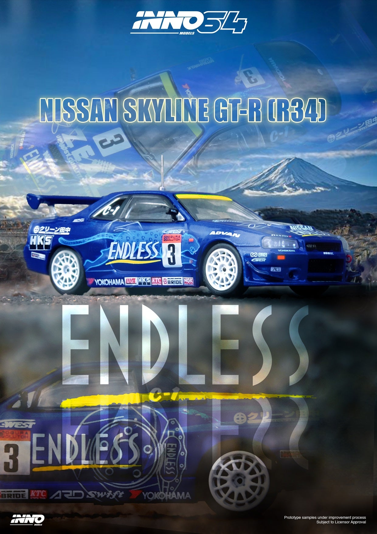 INNO64 1/64 NISSAN SKYLINE GT-R (R34) #3 ENDLESS ADVAN Super Taikyu