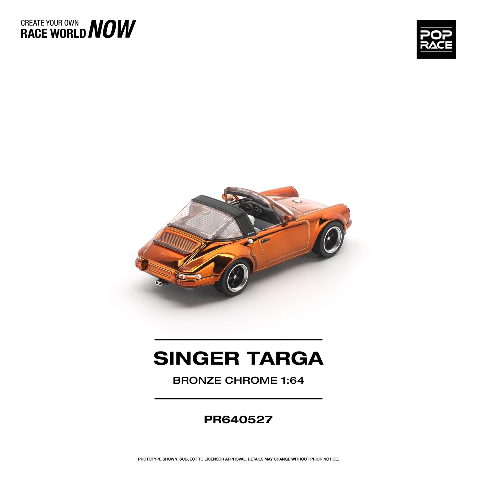 (Pre-order) POP RACE 1/64 SINGER TARGA Bronze Chrome Diecast Model Car #PR640527