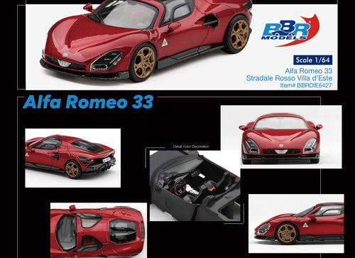 Load image into Gallery viewer, (Pre-order) BBR 1/64 Alfa Romeo 33 Stradale Rosso Villa d'Este Diecast Model Car
