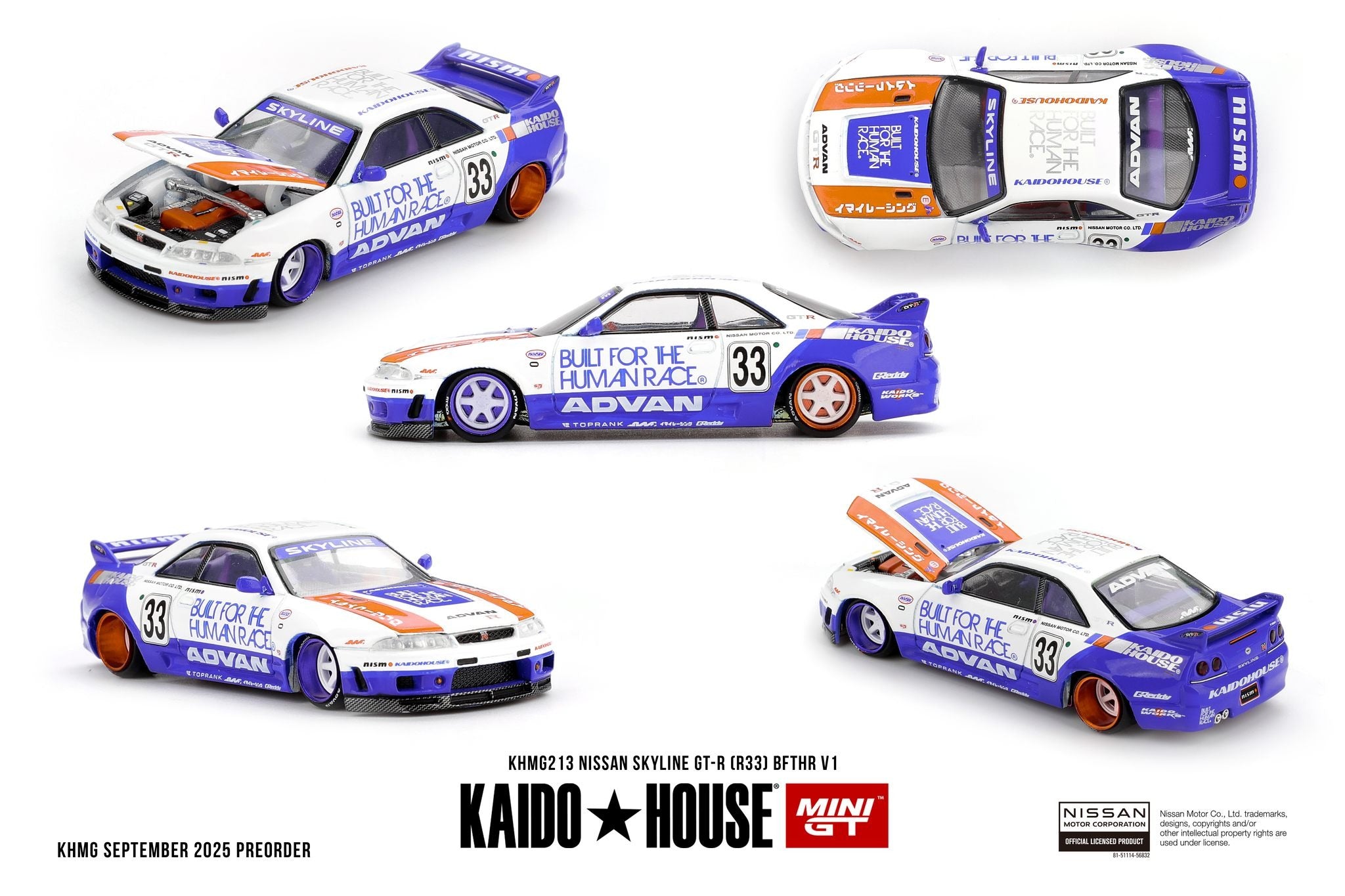 (Pre-order) Kaido House X Mini GT Nissan Skyline GT-R (R33) BFTHR V1 #KHMG213