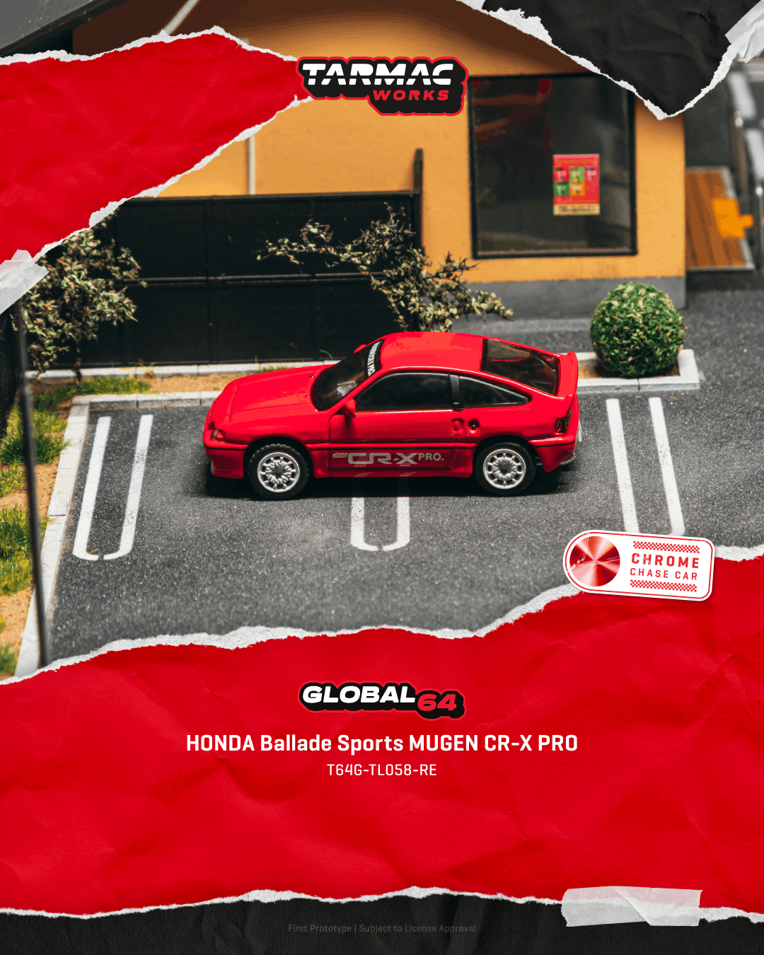 (Pre-order) Tarmac Works 1/64 HONDA Ballade Sports MUGEN CR-X PRO Red Diecast