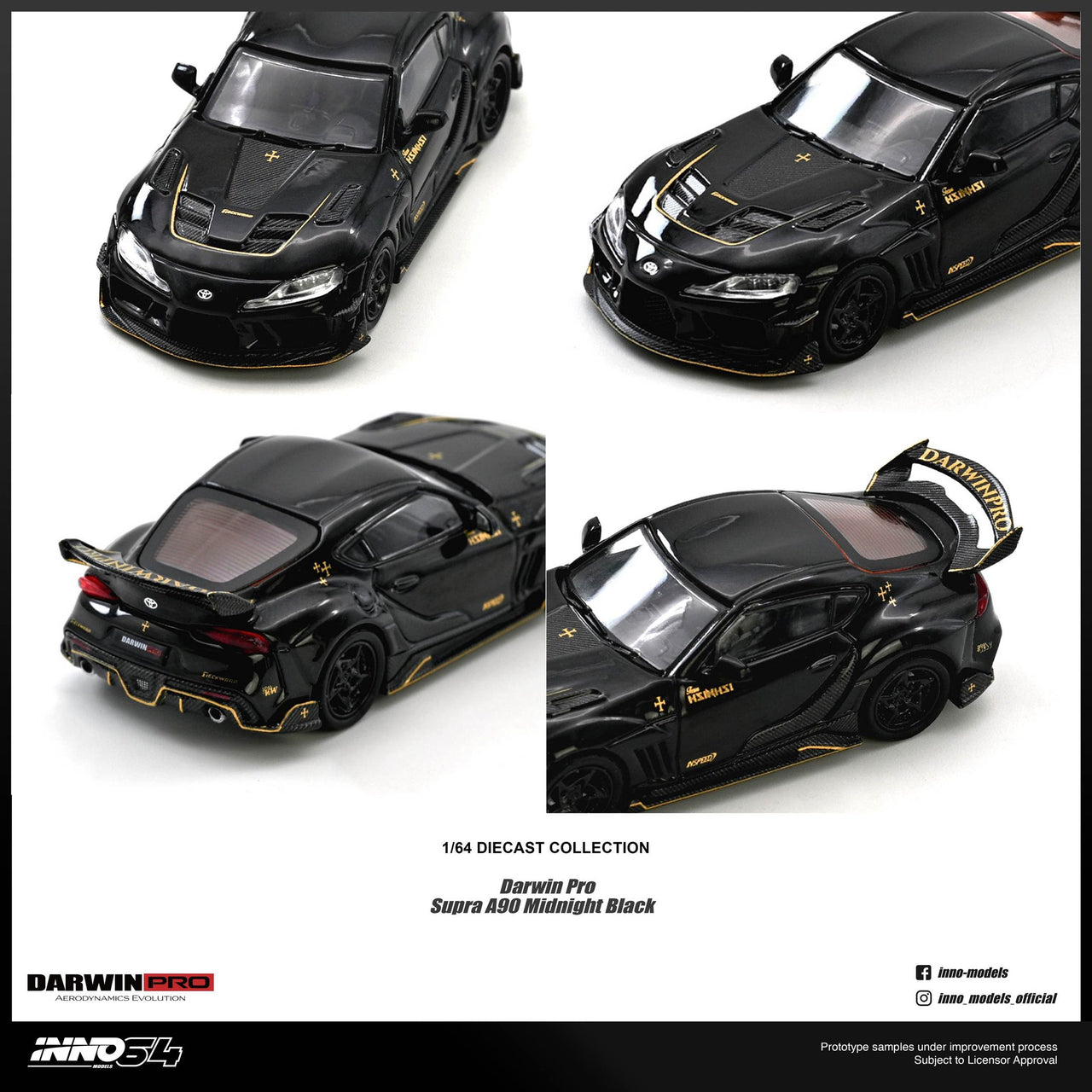 (Pre-order) INNO64 - 1/64 DARWIN PRO Supra A90 Gloss Black Diecast Model Car
