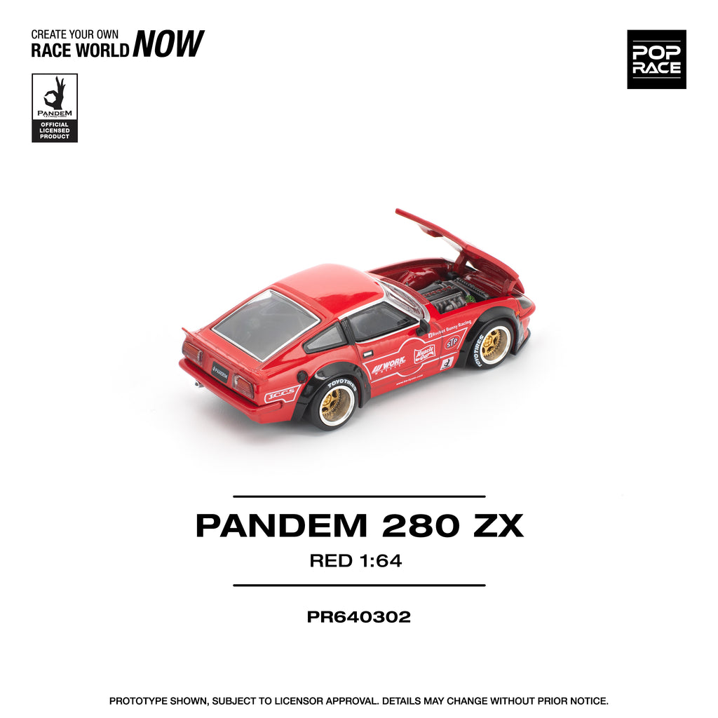 (Pre-order) POPRACE 1/64 PANDEM 280ZX RED (NEW TOOLING) Diecast Model Car