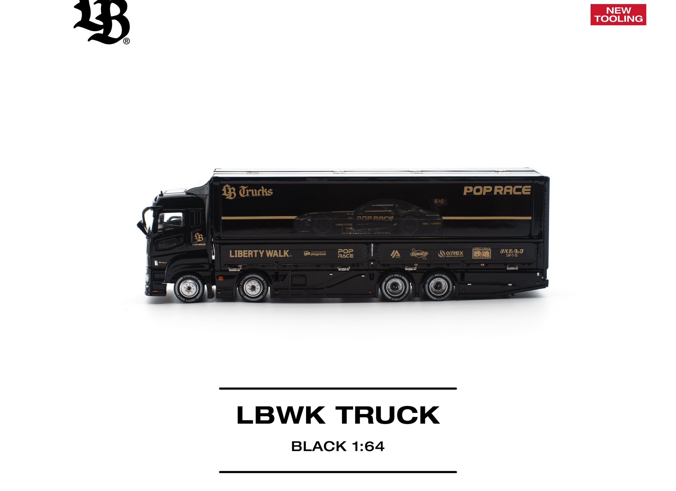 (Pre-order) POPRACE 1/64 - LBWK TRUCK - BLACK Diecast Model Car