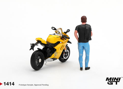 Load image into Gallery viewer, (Pre-order) Mini GT #1414 Ducati Panigale V4 S Giallo w/ figure Model Car Set
