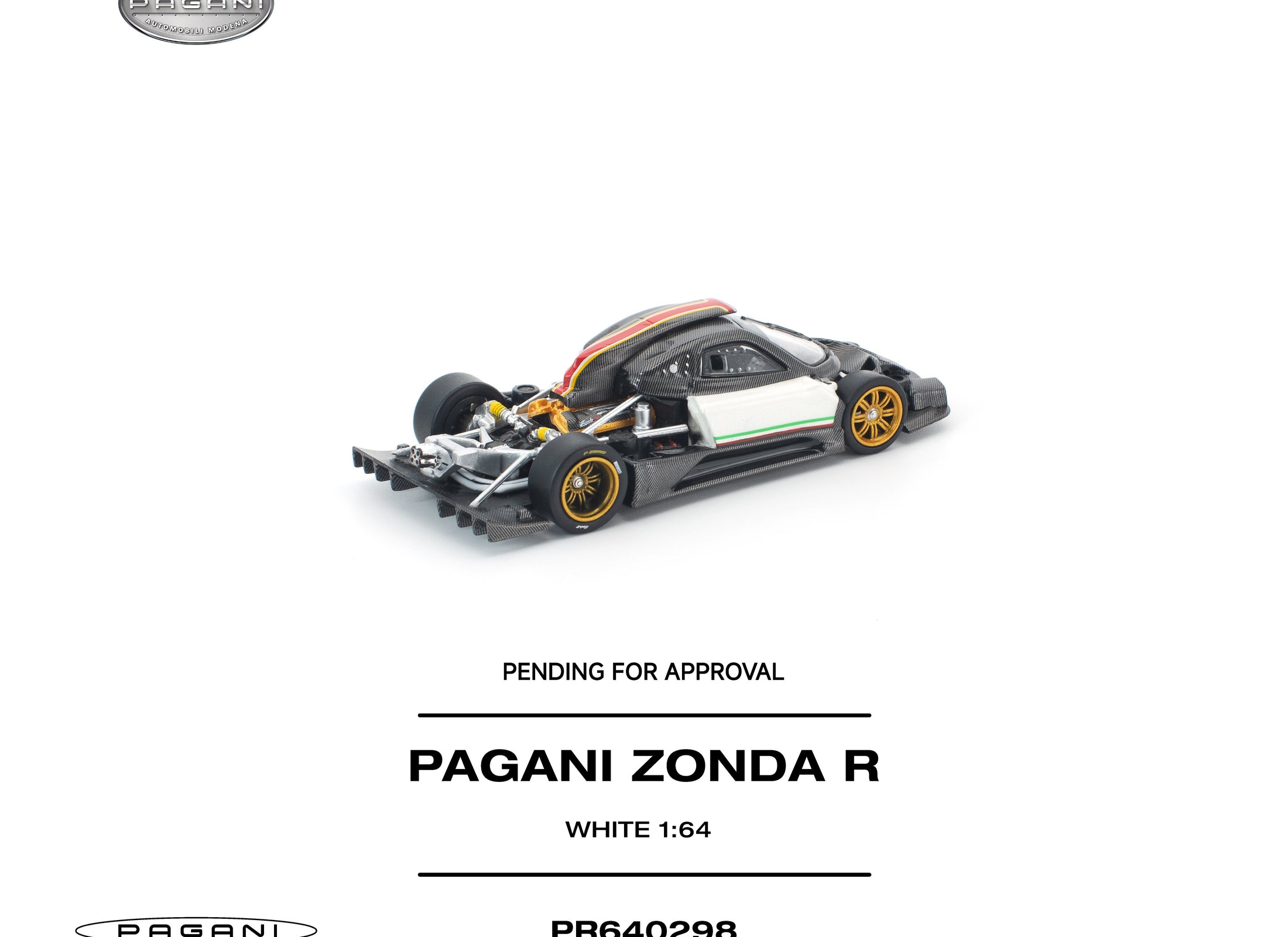 (Pre-order) POP RACE 1/64 PAGANI ZONDA R WHITE Diecast Model Car