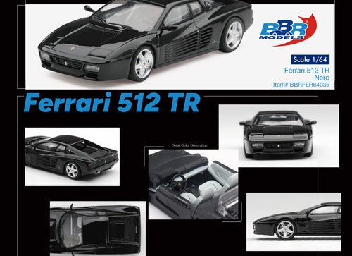 Load image into Gallery viewer, (Pre-order) BBR 1/64 Ferrari 512 TR Nero (Black) Diecast Model Car
