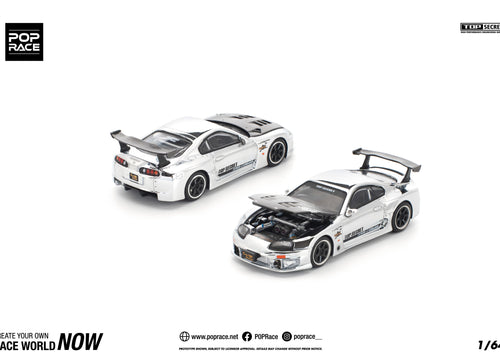 Load image into Gallery viewer, POPRACE 1/64 TOP SECRET GT300 SUPRA - SILVER CHROME Model Car
