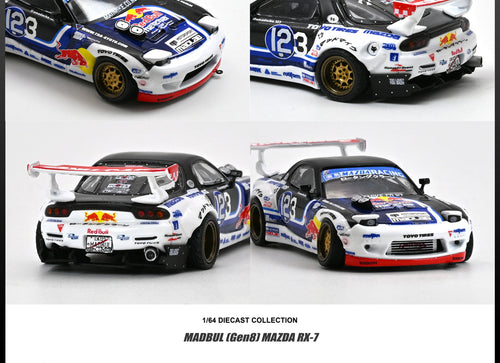 Load image into Gallery viewer, (Pre-order) INNO64 1/64 MAZDA RX-7 MAD MIKE "MADBUL Gen8" Diecast Model Car
