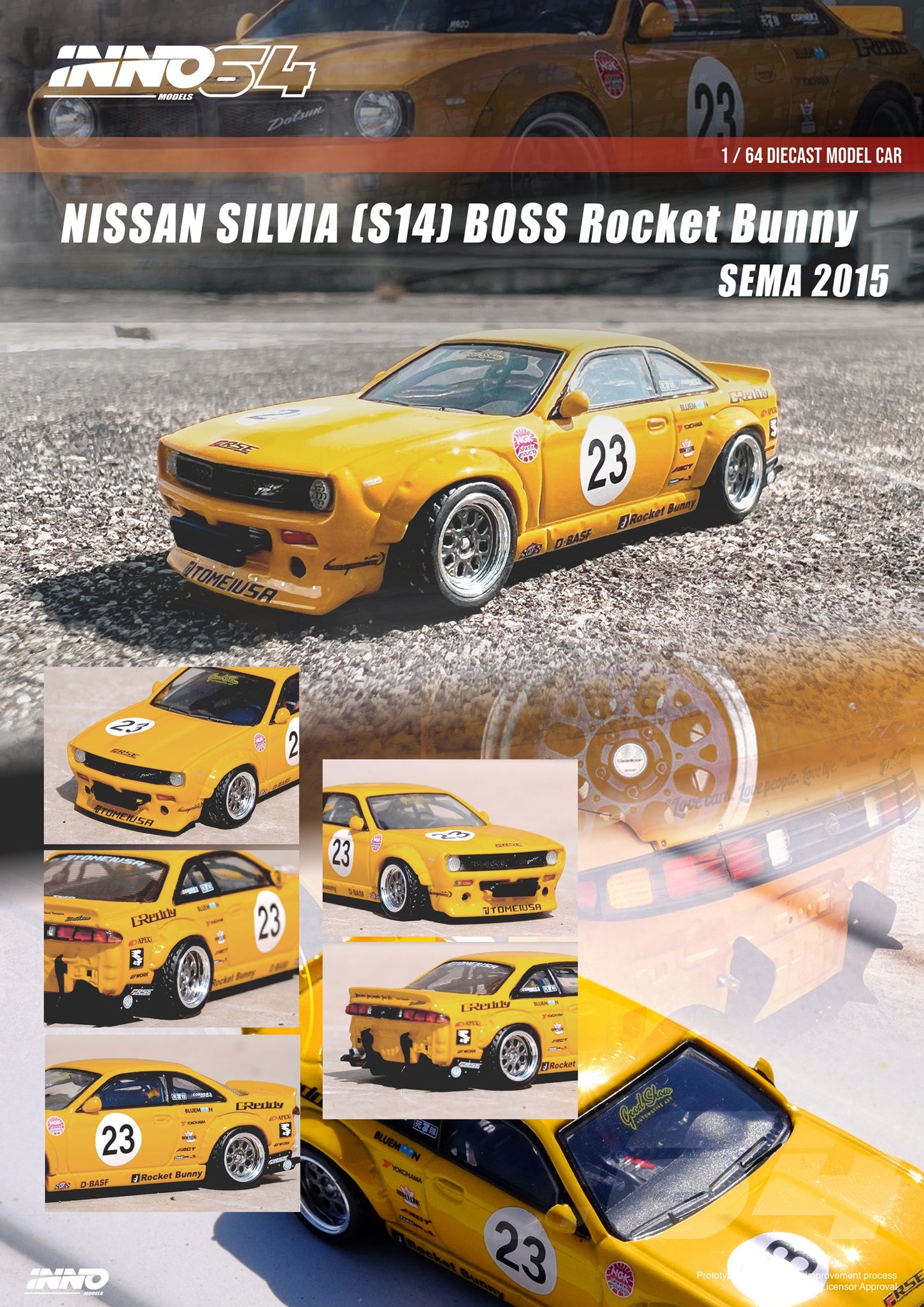 INNO64 1/64 NISSAN SILVIA (S14) BOSS "ROCKET BUNNY" SEMA 2015