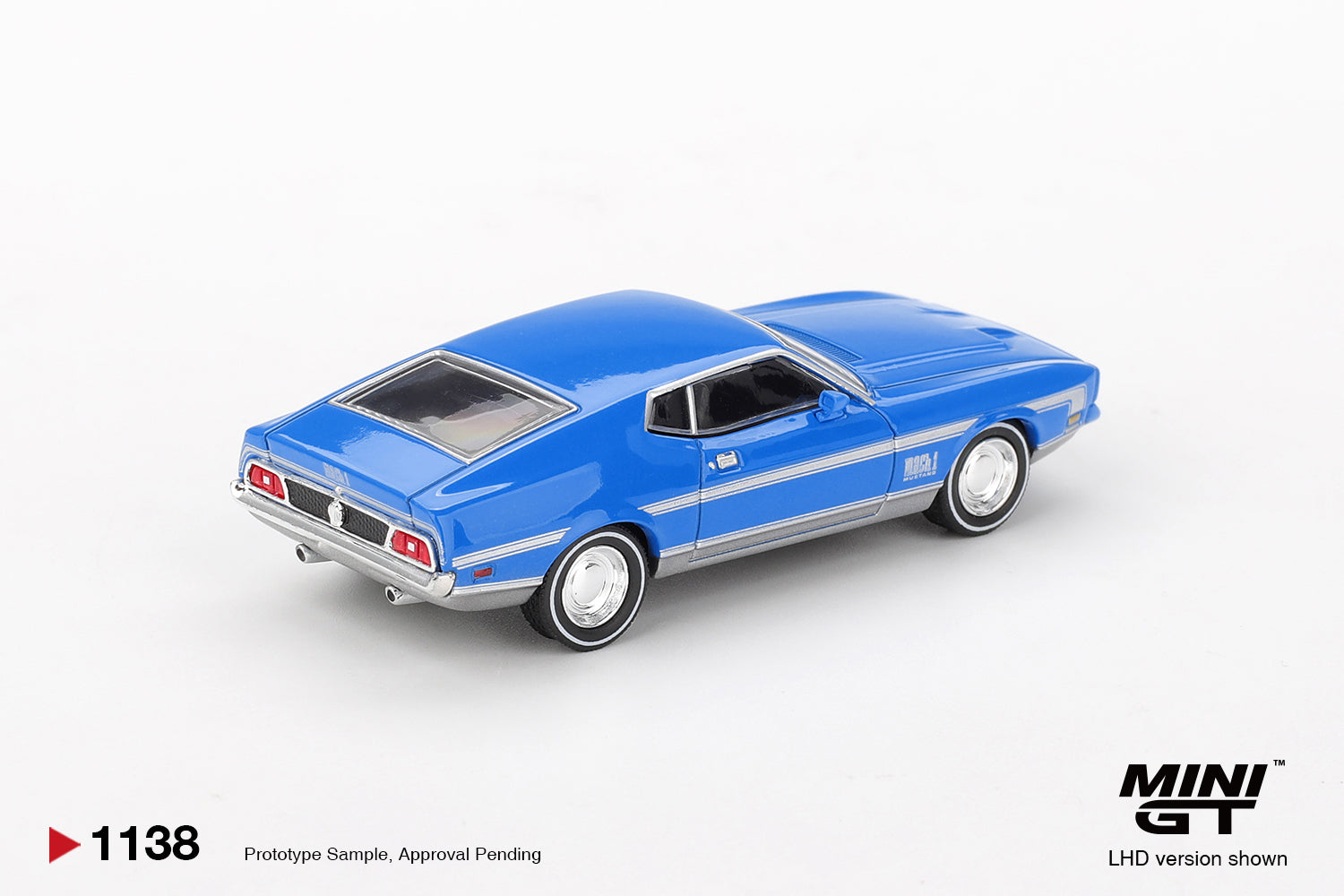 MINI GT #1138 Ford Mustang Mach 1 Grabber Blue Diecast Model Car