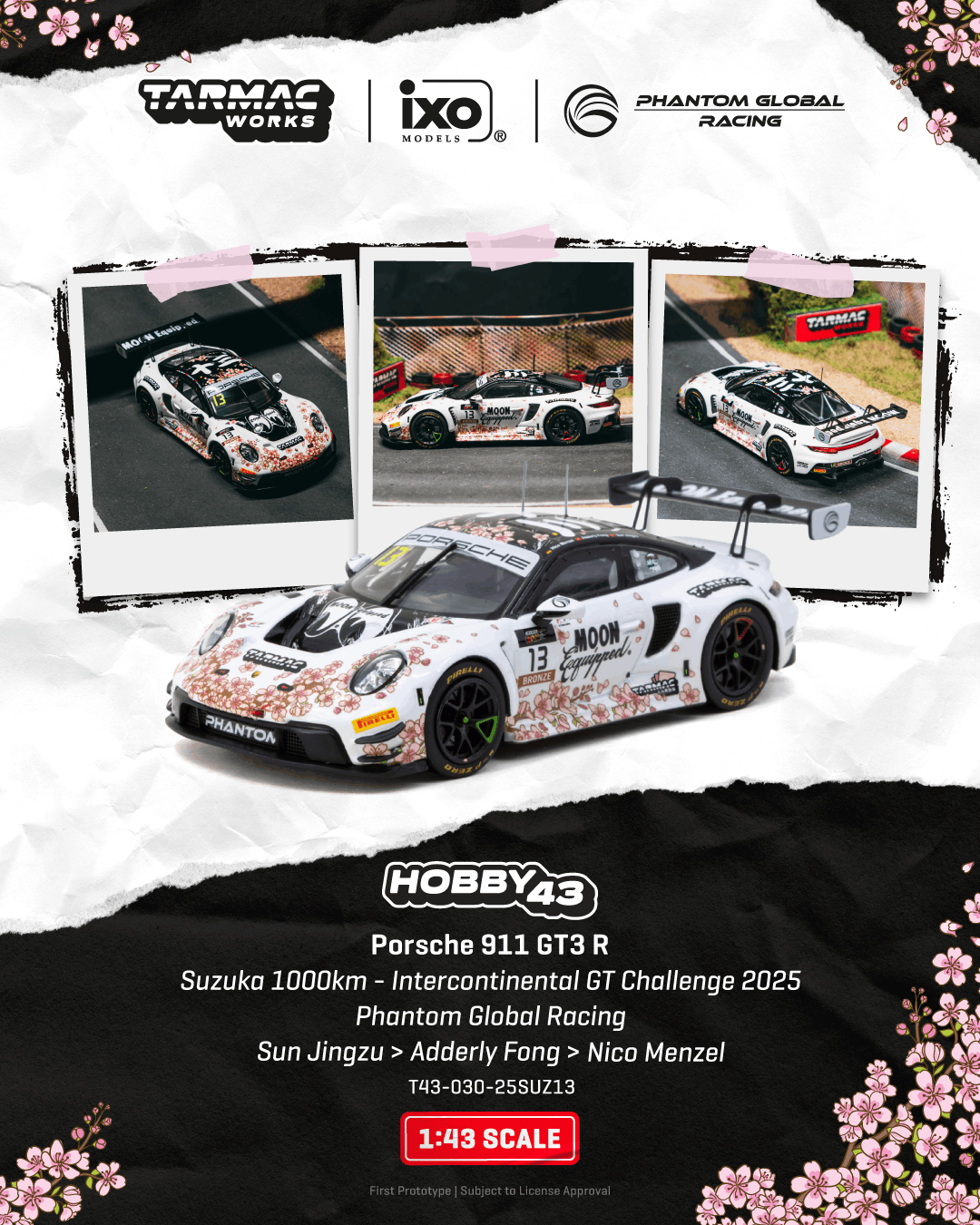 (Pre-order) Tarmac Works 1/43 Porsche 911 GT3 R Suzuka 1000km Intercontinental