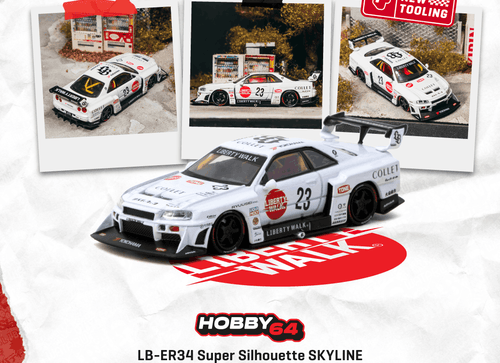 Load image into Gallery viewer, (Pre-order) Tarmac Works 1/64 LB-ER34 Super Silhouette SKYLINE White Diecast
