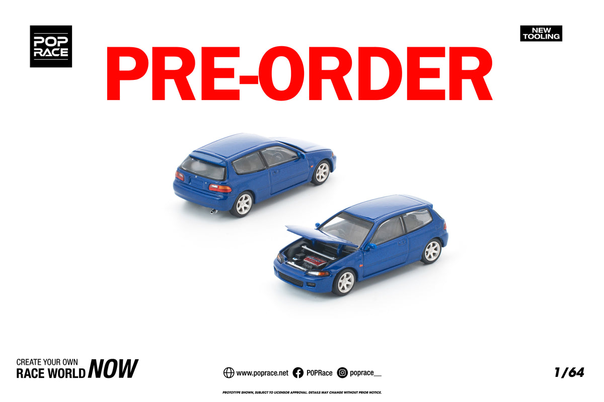 (Pre-order) POPRACE 1/64 HONDA CIVIC (EG6) CAPTIVA BLUE Model Car #PR6 ...