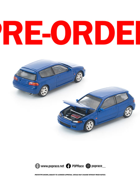 (Pre-order) POPRACE 1/64 HONDA CIVIC (EG6) CAPTIVA BLUE Model Car #PR640475