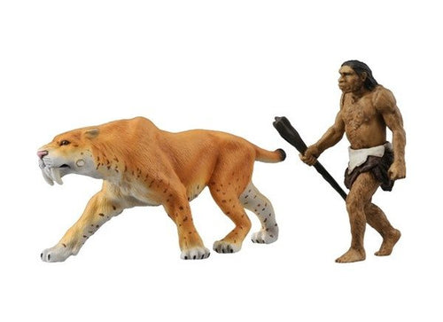 Load image into Gallery viewer, Takara Tomy ANIA Animal AL-10 Saber Tiger with primitive man Action Figure Toy
