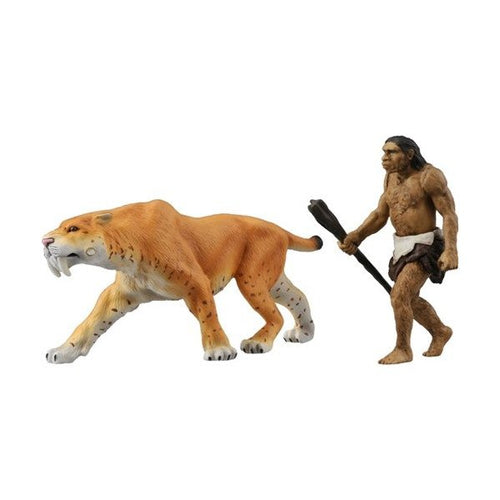 Load image into Gallery viewer, Takara Tomy ANIA Animal AL-10 Saber Tiger with primitive man Action Figure Toy
