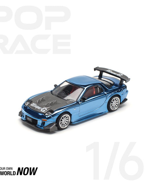 Load image into Gallery viewer, POPRACE 1/64 MAZDA RX7 RE-AMEMIYA WIDEBODY - BLUE CHROME Model Car
