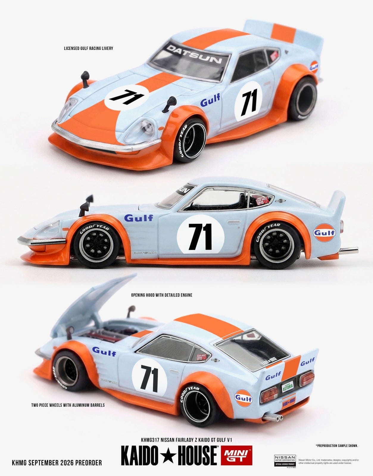 (Pre-order) Mini GT #317 Nissan Fairlady Z Kaido GT GULF V1 1978 - Kaido House