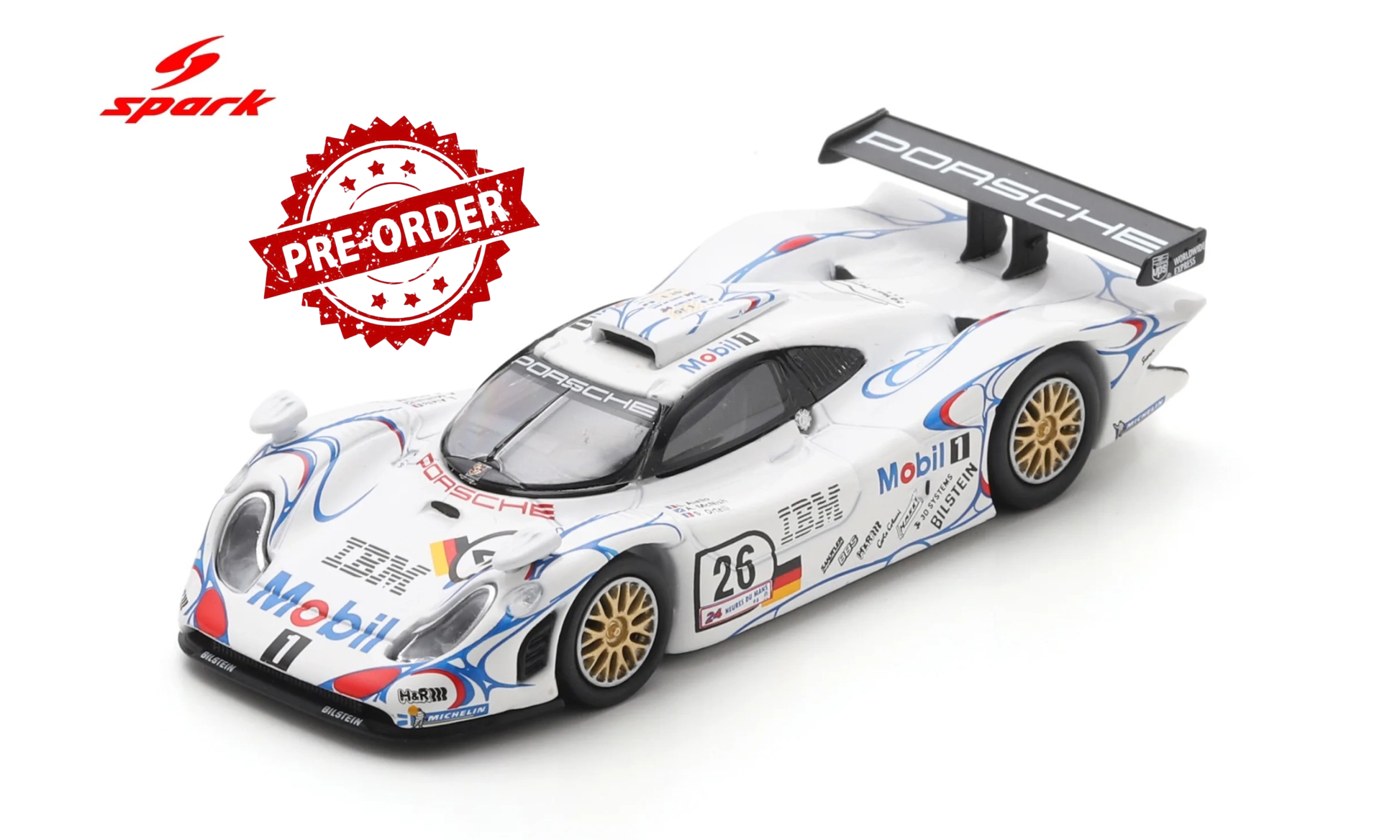 (Pre-order) Spark Porsche 911 GT1 No.26 Winner Le Mans 24H 1998 Diecast Model