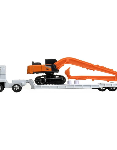 Load image into Gallery viewer, Takara Tomy Tomica No.143 Hitachi Long Front Excavator ZX210-7 SLF &amp; Transporter
