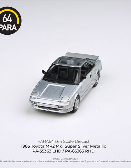 PARA64 1/64 1985 Toyota MR2 MK1 Super Silver Metallic - closed lights (RHD)