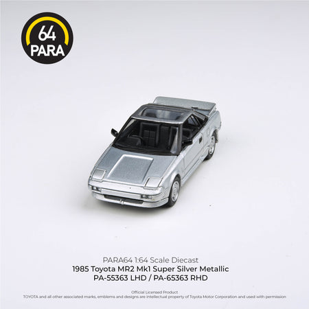 PARA64 1/64 1985 Toyota MR2 MK1 Super Silver Metallic - closed lights (RHD)