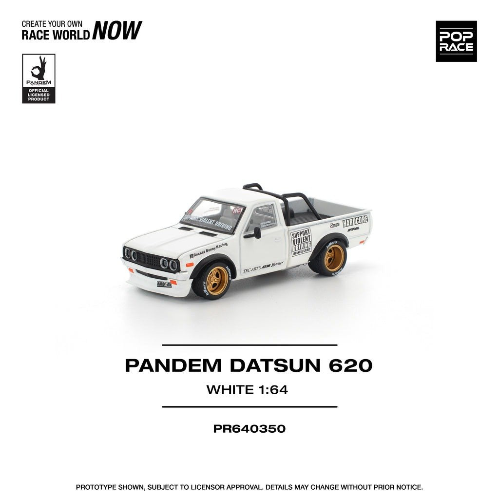 POPRACE 1/64 PANDEM DATSUN 620 WHITE Diecast Model Car