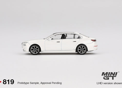 Load image into Gallery viewer, Mini GT #819 BMW i7 xDrive60 Mineral White LHD Diecast Model Car
