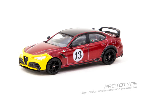 Load image into Gallery viewer, Tarmac Works 1/64 Alfa Romeo Giulia GTAm Red Yellow Diecast Model
