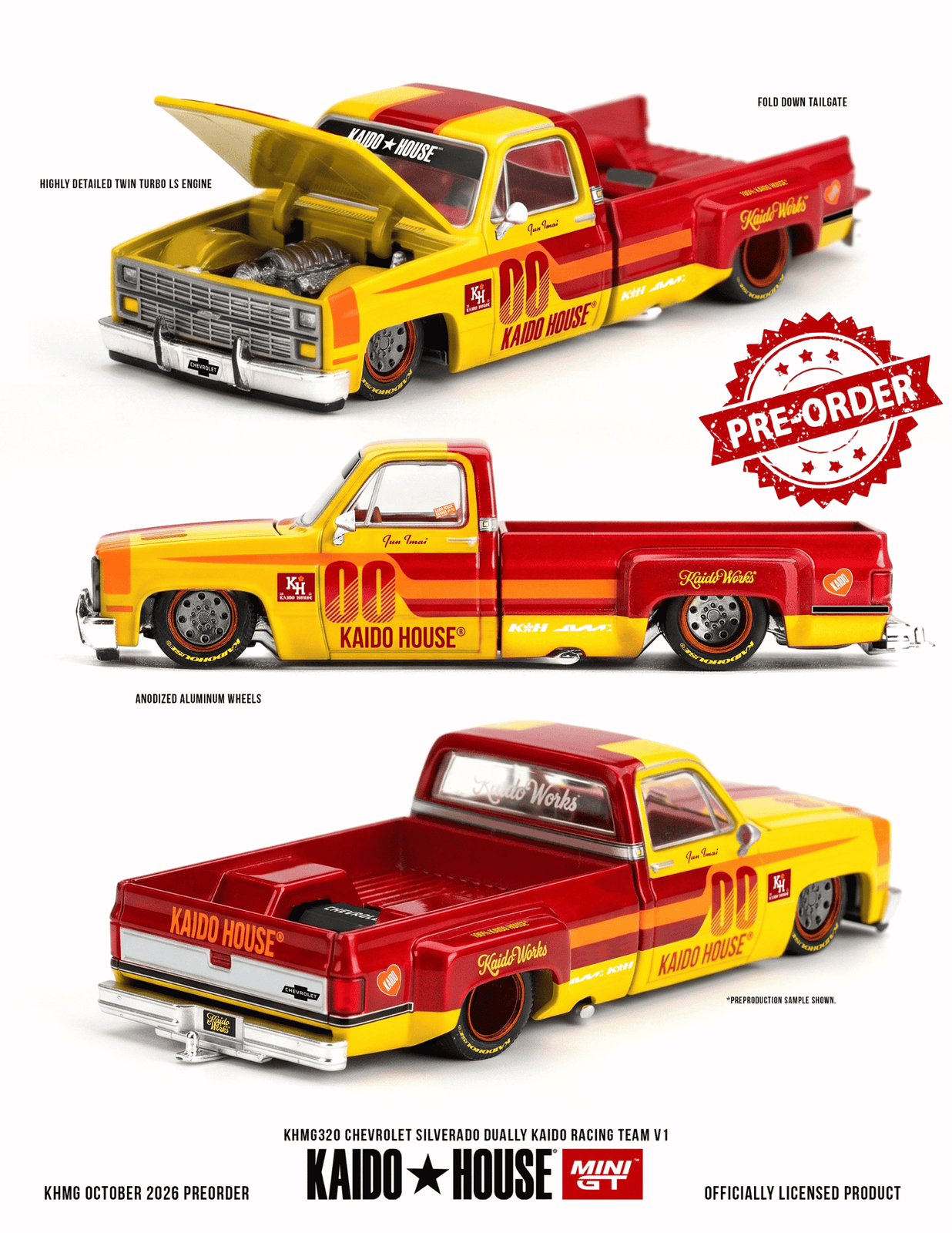 (Pre-order) Mini GT x Kaido House #320 Chevrolet Silverado Dually Racing Team V1