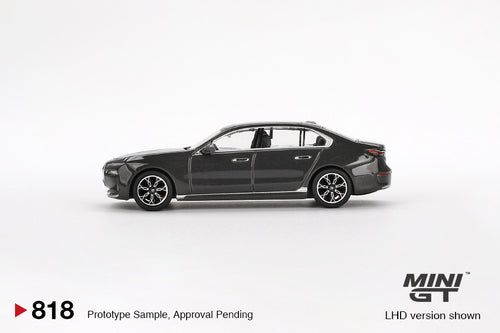 Load image into Gallery viewer, Mini GT #818 BMW i7 xDrive60 Dravit Grey RHD Diecast Model Car
