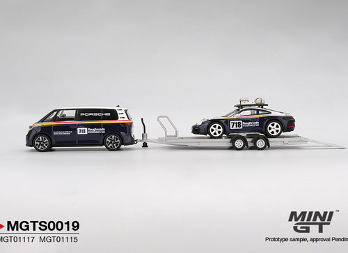 Load image into Gallery viewer, (Pre-order) MINI GT Porsche 911 Dakar #718 / Volkswagen ID. Buzz Porsche Centrum
