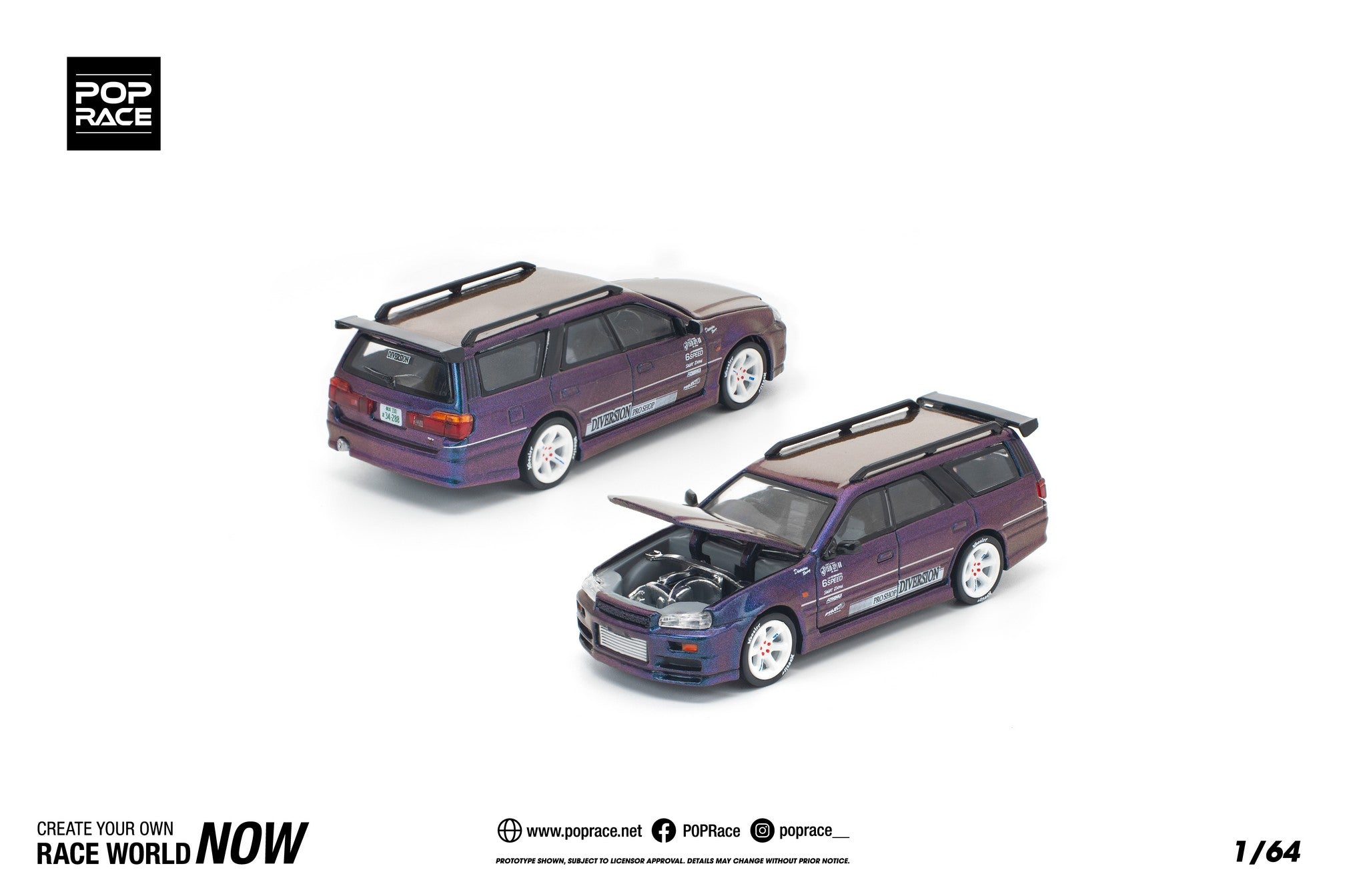 (Pre-order) POPRACE 1/64 NISSAN STAGEA MAGIC PURPLE Diecast Model Car
