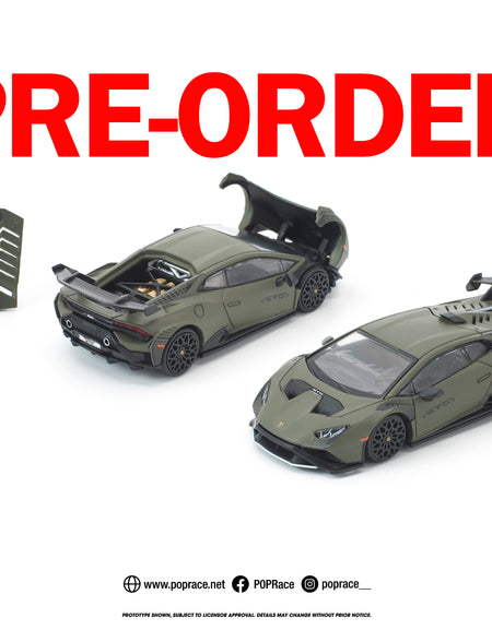 (Pre-order) POP RACE 1/64 lamborghini huracan sto verde turbine matt #pr640347