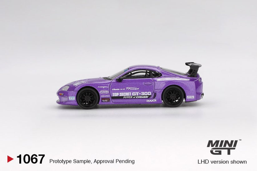 MINI GT 1/64 #1067 Toyota Supra (A80) Top Secret GT-300 Purple LHD