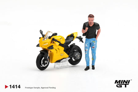 (Pre-order) Mini GT #1414 Ducati Panigale V4 S Giallo w/ figure Model Car Set