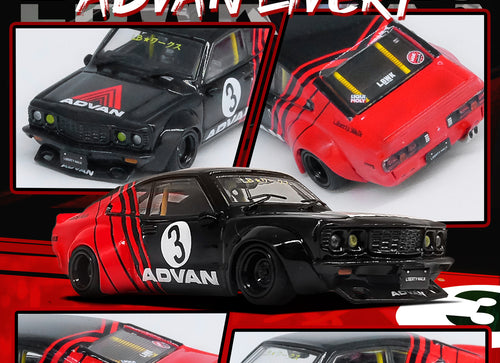Load image into Gallery viewer, INNO64 MODELS 1/64 LBWK MAZDA RX3 SAVANNA "ADVAN LIVERY" Model Car
