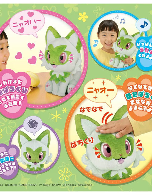 Load image into Gallery viewer, Takara Tomy Pokemon Plush Stroking and Staring Pachikuri Sprigatito
