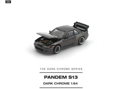Load image into Gallery viewer, (Pre-order) POP RACE 1/64 PANDEM S13 DARK CHROME Diecast Model Car #PRDC-010
