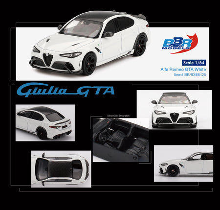 BBR 1:64 Alfa Romeo Giulia GTA  White Die-Cast Model Car